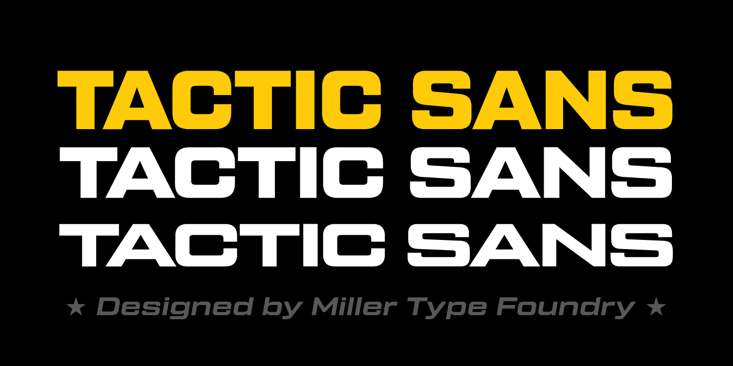 Beispiel einer Tactic Sans Extra Extended Black Italic-Schriftart